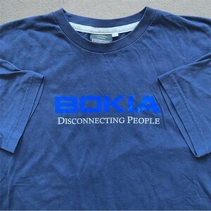 Vintage 90s Bokia Disconnecting People Tee Shirt Nokia Parody L Comedy tech